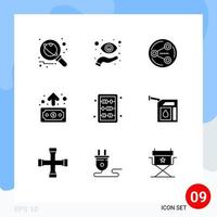 Set of 9 Modern UI Icons Symbols Signs for transfer economy view business social Editable Vector Design Elements