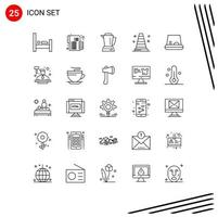 Stock Vector Icon Pack of 25 Line Signs and Symbols for auction pedal blender vlc construction Editable Vector Design Elements