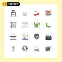 16 User Interface Flat Color Pack of modern Signs and Symbols of address doc extension cherry doc construction Editable Pack of Creative Vector Design Elements