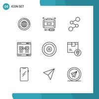 9 User Interface Outline Pack of modern Signs and Symbols of promote internet recuperation crypto currency coin Editable Vector Design Elements