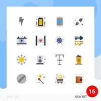 Universal Icon Symbols Group of 16 Modern Flat Colors of power electricity mobile socket connect Editable Pack of Creative Vector Design Elements