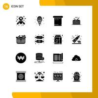 Set of 16 Modern UI Icons Symbols Signs for shopping basket paint parade instrument Editable Vector Design Elements