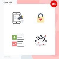 Modern Set of 4 Flat Icons and symbols such as advertisement heart lock mobile locker tick Editable Vector Design Elements