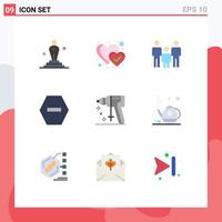 Stock Vector Icon Pack of 9 Line Signs and Symbols for tool perforator couple construction denied Editable Vector Design Elements