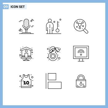 Set of 9 Vector Outlines on Grid for butterfly beauty search index page home Editable Vector Design Elements