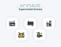 Grocery Line Filled Icon Pack 5 Icon Design. . water bottle. signage. water. money vector