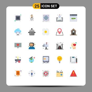 25 colores planos vectoriales temáticos y símbolos editables de elementos de diseño vectorial editables de matriz de lanzamiento de herramienta de proyecto de inicio vector