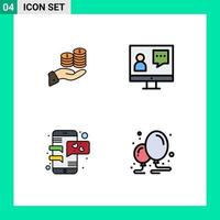 Universal Icon Symbols Group of 4 Modern Filledline Flat Colors of savings consulting economy money online Editable Vector Design Elements