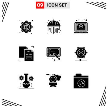 Set of 9 Modern UI Icons Symbols Signs for tablet design tutorial duplicate data Editable Vector Design Elements
