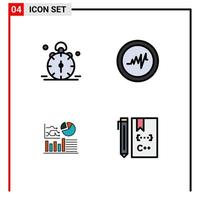 4 iconos creativos signos y símbolos modernos de alarma flowchat campana pulso c elementos de diseño vectorial editables vector