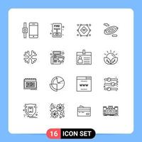 16 iconos creativos signos y símbolos modernos de elementos de diseño vectorial editables de rotación espacial de nieve invernal vector