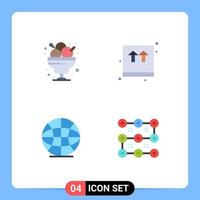 Set of 4 Modern UI Icons Symbols Signs for cafe globe ice cream ecommerce world Editable Vector Design Elements