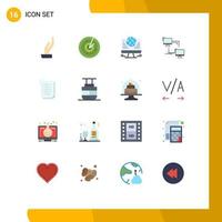 Modern Set of 16 Flat Colors and symbols such as to do list computer connection sync lan Editable Pack of Creative Vector Design Elements