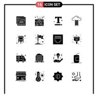 16 Universal Solid Glyph Signs Symbols of connector interface interface user stair Editable Vector Design Elements