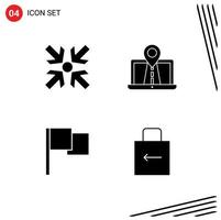 Mobile Interface Solid Glyph Set of 4 Pictograms of arrows flag navigation gps arrow Editable Vector Design Elements