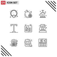 Outline Pack of 9 Universal Symbols of drink cafe home network book semi bold Editable Vector Design Elements