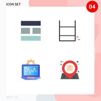 Set of 4 Modern UI Icons Symbols Signs for collage computer layout ring computing Editable Vector Design Elements