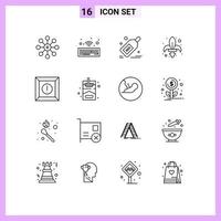 Group of 16 Outlines Signs and Symbols for box sword packages mardi game Editable Vector Design Elements