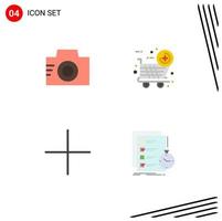 Universal Icon Symbols Group of 4 Modern Flat Icons of camera plus picture new item task Editable Vector Design Elements