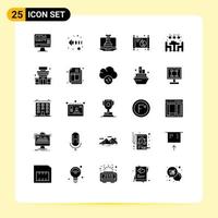 Set of 25 Modern UI Icons Symbols Signs for dinner living didital strategy home paper Editable Vector Design Elements