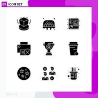 Solid Glyph Pack of 9 Universal Symbols of business printer analytics hardware devices Editable Vector Design Elements