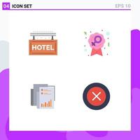 Modern Set of 4 Flat Icons and symbols such as hotel analytics rest sign business Editable Vector Design Elements