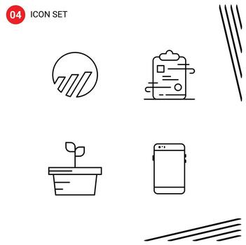 4 User Interface Line Pack of modern Signs and Symbols of world coin nature crypto currency checklist summer Editable Vector Design Elements