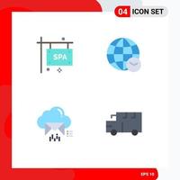 Modern Set of 4 Flat Icons Pictograph of board mail spa sign board web data Editable Vector Design Elements