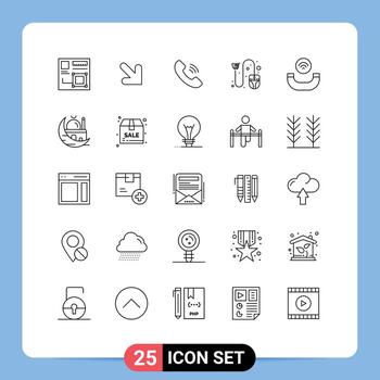 25 iconos creativos, signos y símbolos modernos de llamada de envío de teléfono, clic del mouse, elementos de diseño vectorial editables vector