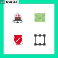 conjunto moderno de 4 iconos y símbolos planos, como pastel, confianza, juego de amor, flecha, elementos de diseño vectorial editables vector