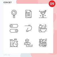 Set of 9 Modern UI Icons Symbols Signs for crypto digibyte cocktail toggle control Editable Vector Design Elements