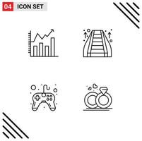 Line Pack of 4 Universal Symbols of analysis controller chart staircase video game Editable Vector Design Elements