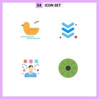 4 Flat Icon concept for Websites Mobile and Apps duck designer arrow designing food Editable Vector Design Elements