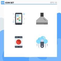 Mobile Interface Flat Icon Set of 4 Pictograms of share error extractor cellphone usb Editable Vector Design Elements