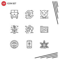 9 Universal Outline Signs Symbols of music money bones marketing growth Editable Vector Design Elements