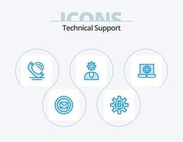 Technical Support Blue Icon Pack 5 Icon Design. support. help. technical. customer. services vector