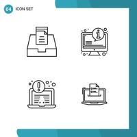 Pictogram Set of 4 Simple Filledline Flat Colors of inbox security system information business Editable Vector Design Elements