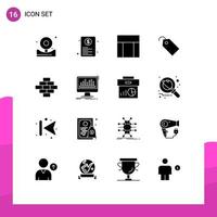 Stock Vector Icon Pack of 16 Line Signs and Symbols for bricks label web tag website Editable Vector Design Elements