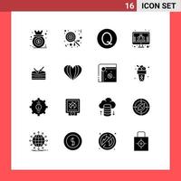 Universal Icon Symbols Group of 16 Modern Solid Glyphs of umbrella drum quetzal screen management Editable Vector Design Elements