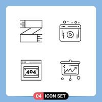 Line Pack of 4 Universal Symbols of accessories error page footwear web server Editable Vector Design Elements