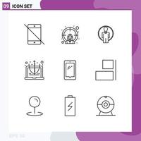 Universal Icon Symbols Group of 9 Modern Outlines of phone education goal computer image Editable Vector Design Elements