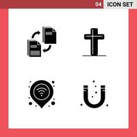 Set of 4 Vector Solid Glyphs on Grid for sharing internet document christian pin Editable Vector Design Elements