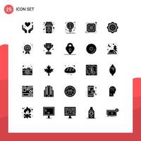 Set of 25 Commercial Solid Glyphs pack for hardware device bulb data pause Editable Vector Design Elements