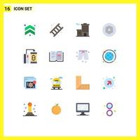 16 User Interface Flat Color Pack of modern Signs and Symbols of digital cashless stair screw internal Editable Pack of Creative Vector Design Elements