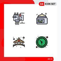 Modern Set of 4 Filledline Flat Colors and symbols such as assemble crown engineering lotion jewelry Editable Vector Design Elements