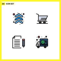 Pictogram Set of 4 Simple Filledline Flat Colors of arrow extension direction trolley page Editable Vector Design Elements