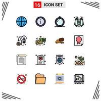 Mobile Interface Flat Color Filled Line Set of 16 Pictograms of brainstorming brain decor jewel earrings Editable Creative Vector Design Elements