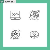 Universal Icon Symbols Group of 4 Modern Filledline Flat Colors of audio editing turban eye indian favorite Editable Vector Design Elements