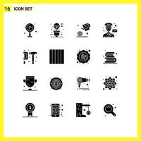 Solid Glyph Pack of 16 Universal Symbols of postman man light mail farming Editable Vector Design Elements