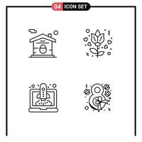 Line Pack of 4 Universal Symbols of home speedup real estate rose eight Editable Vector Design Elements